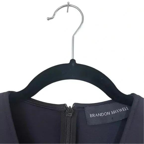 Brandon Maxwell Zip Pocket Midi Sheath Neoprene Dress in Black Size 4 - Picture 6 of 10